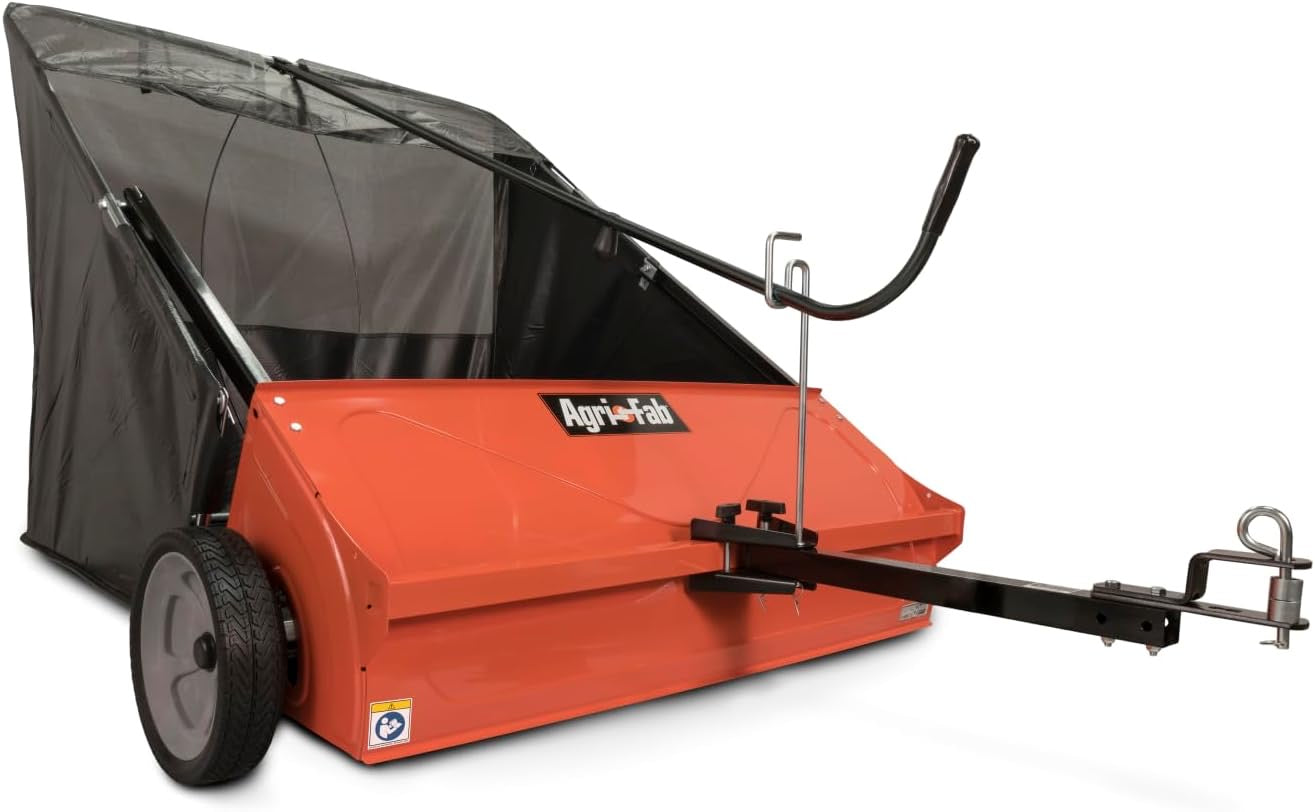 44-Inch Tow-Behind Lawn Sweeper with 25 cu. ft. Mesh Hopper and Ground-Driven Brushes