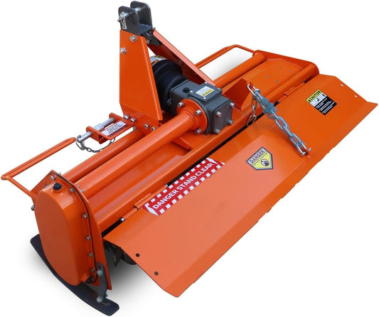 36-Inch Rear PTO Rotary Tiller Attachment for Garden Tractors with Slip-Clutch and 7-Inch Tilling Depth