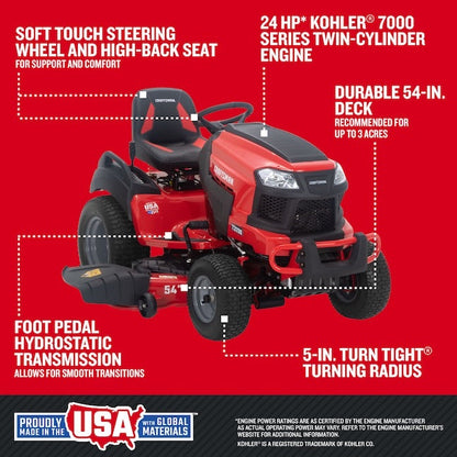 Craftsman T3200 Turn Tight 54" Lawn Tractor – 24 HP Kohler