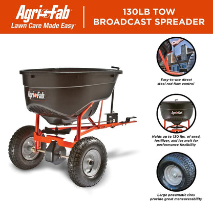100-Pound Tow-Behind Broadcast Spreader for Lawn Tractors and ATVs with 10-Foot Spread Width