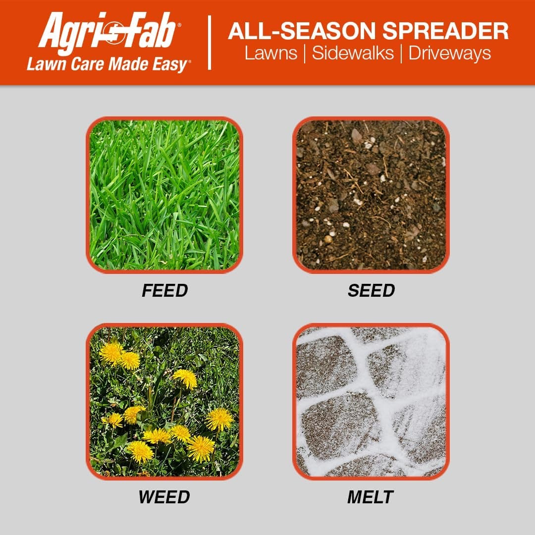 100-Pound Tow-Behind Broadcast Spreader for Lawn Tractors and ATVs with 10-Foot Spread Width