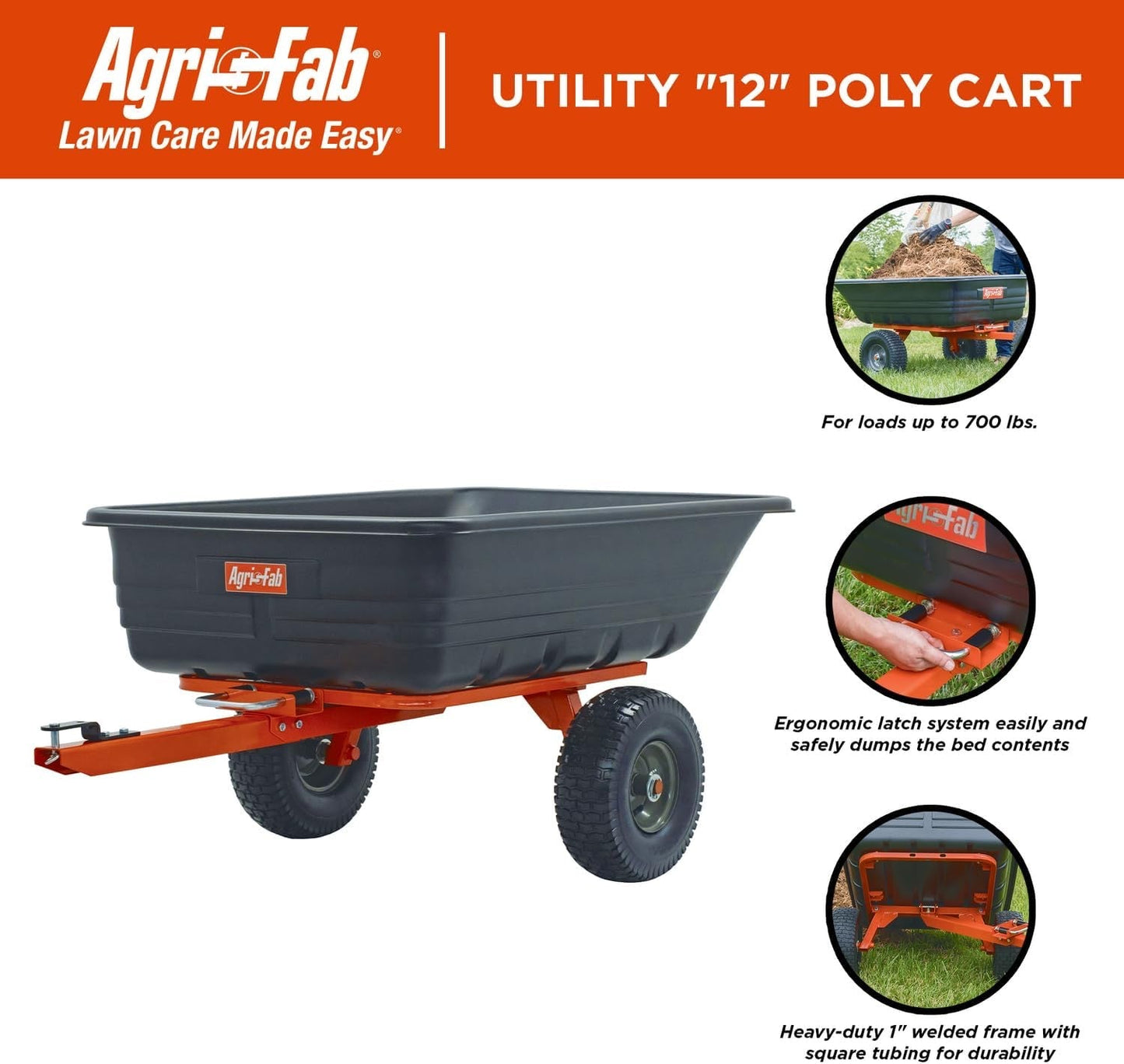 16 cu. ft. Heavy-Duty Steel Tow-Behind Dump Cart with 800 lb Load Capacity