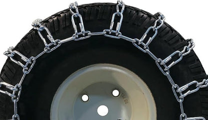 Heavy-Duty Two-Link Tire Chains for Lawn Tractor Rear Tires (Pair, Fits 20-23 Inch Diameters)