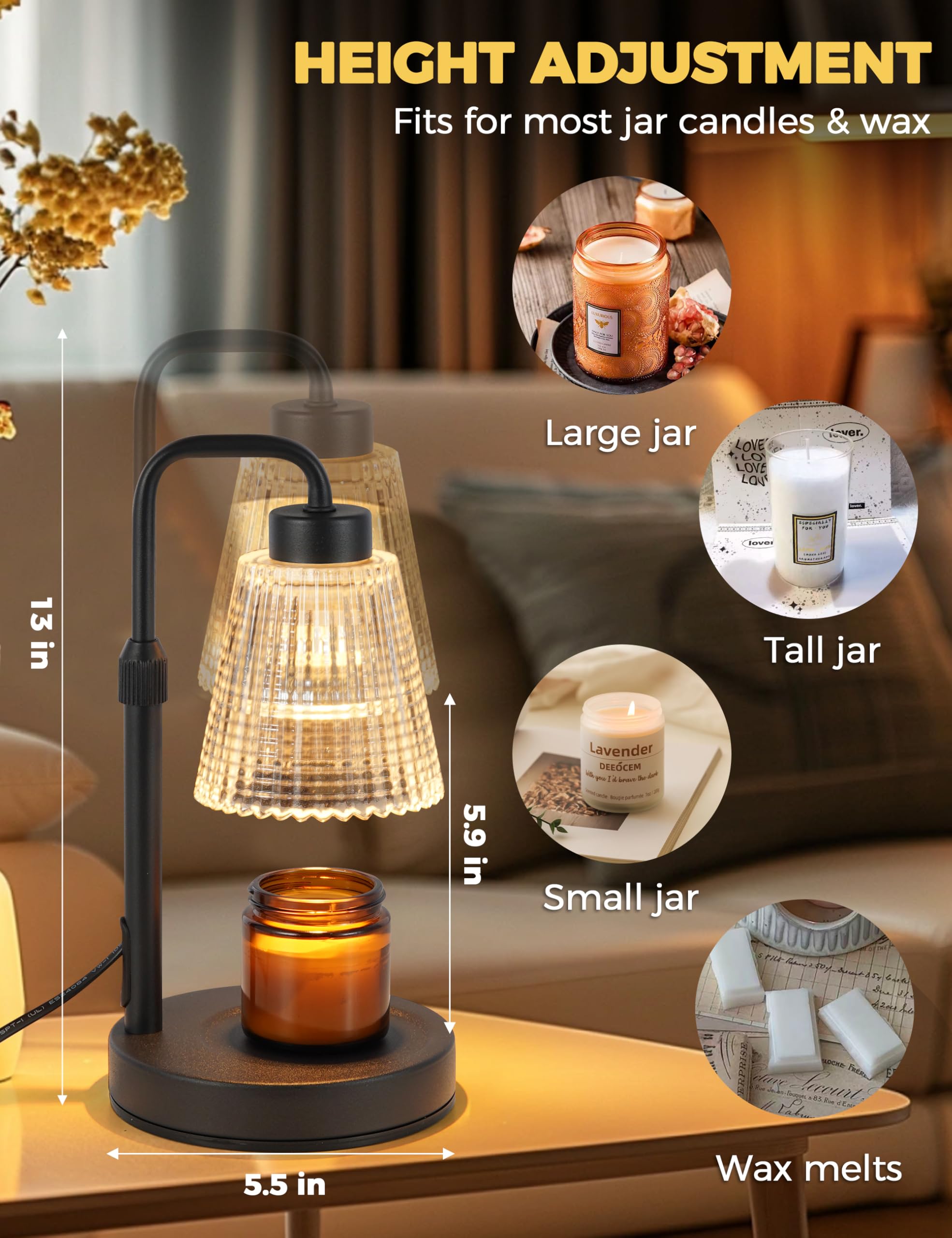 Candle Warmer Lamp with Timer & Dimmable Light for Home Décor and Gifts