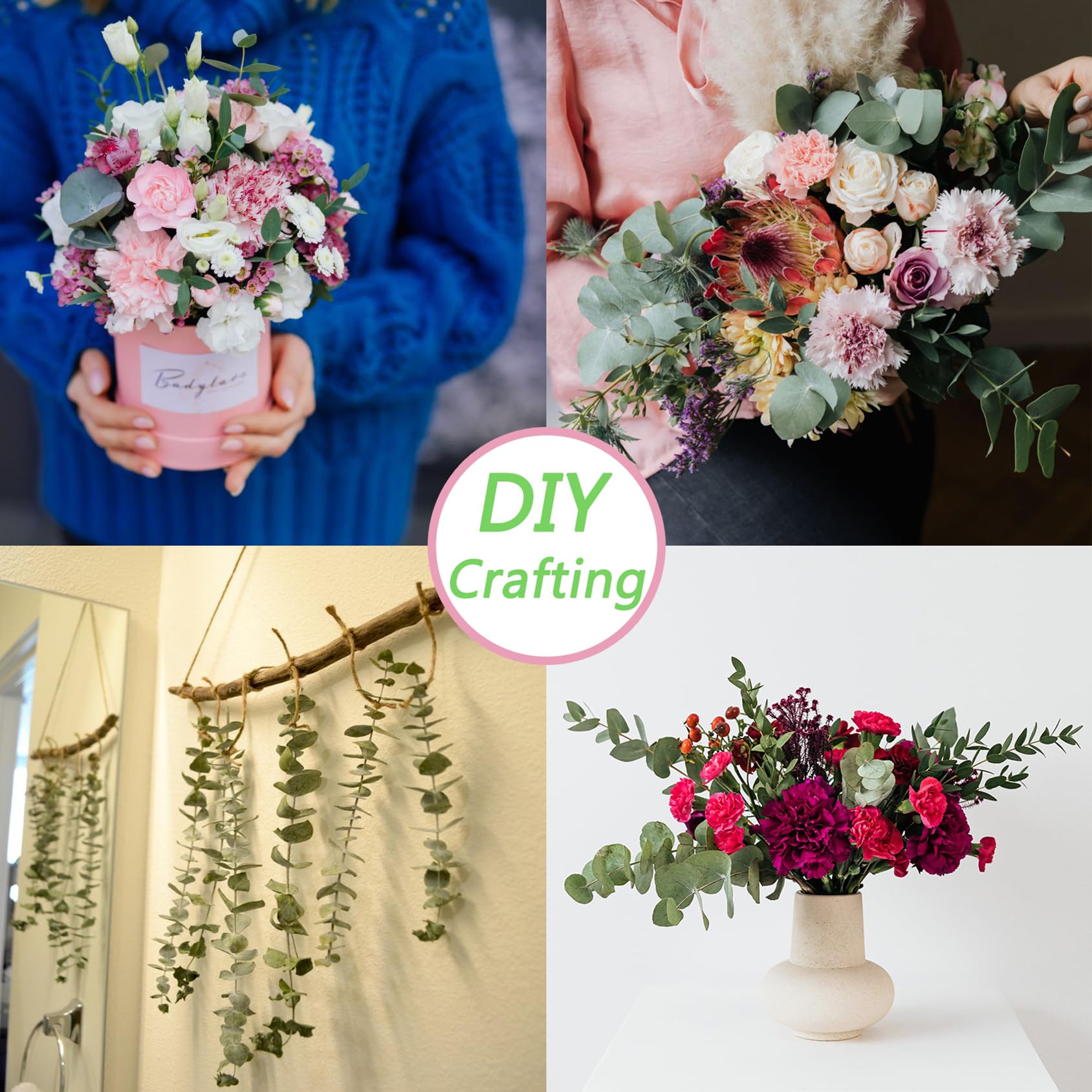 10PCS Dried Eucalyptus Stems 17" Real Leaves for Shower, Wedding & Home Decor