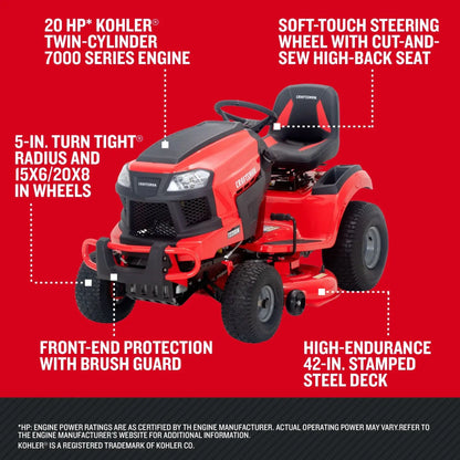 Craftsman T2200K Turn Tight 42" Lawn Tractor – 20 HP Kohler