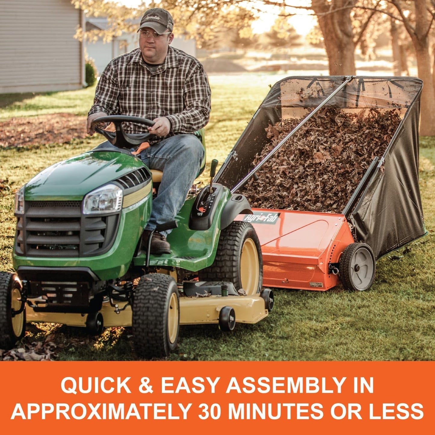 44-Inch Tow-Behind Lawn Sweeper with 25 cu. ft. Mesh Hopper and Ground-Driven Brushes