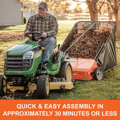 44-Inch Tow-Behind Lawn Sweeper with 25 cu. ft. Mesh Hopper and Ground-Driven Brushes