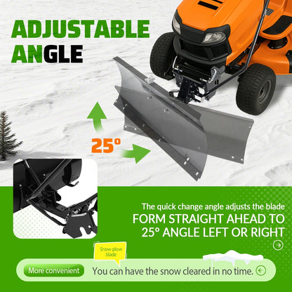46-Inch Front Plow Blade Attachment for Lawn Tractors with 5-Position Manual Angle