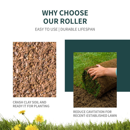 36-Inch Tow-Behind Steel Lawn Roller, Sand or Water Fillable to 600 lb
