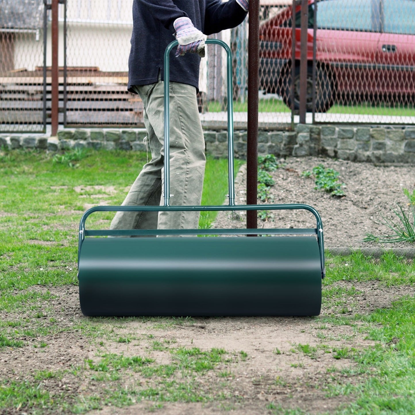 36-Inch Tow-Behind Steel Lawn Roller, Sand or Water Fillable to 600 lb